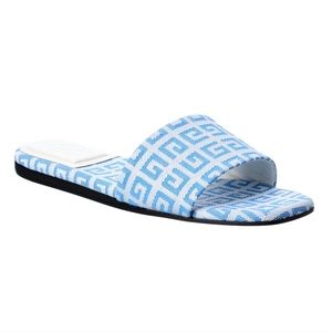 NWT $575 Givenchy 4G Jacquard Logo Mule Sandal Slides White Blue 37